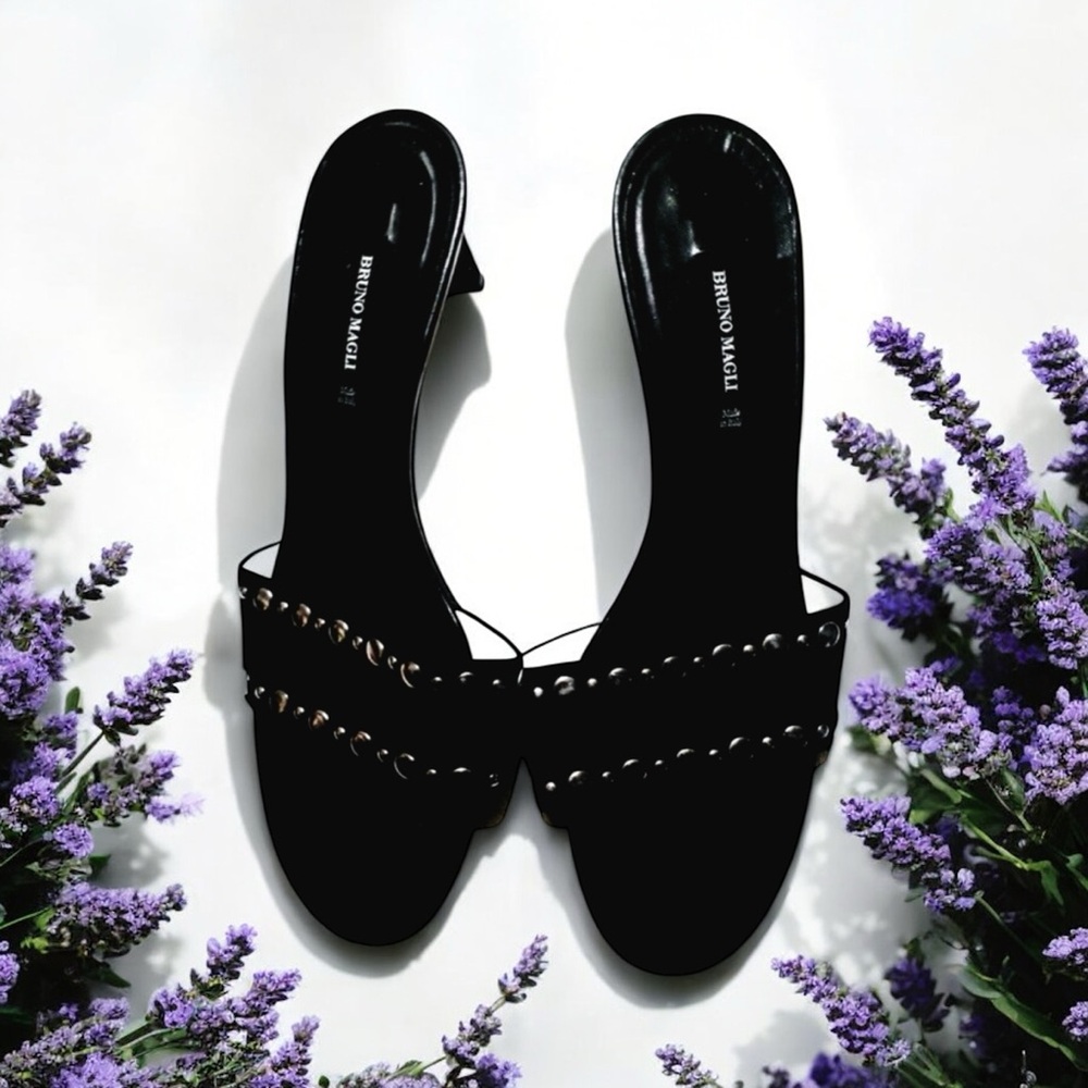 Bruno Magli Black Sandals with Silver Accents